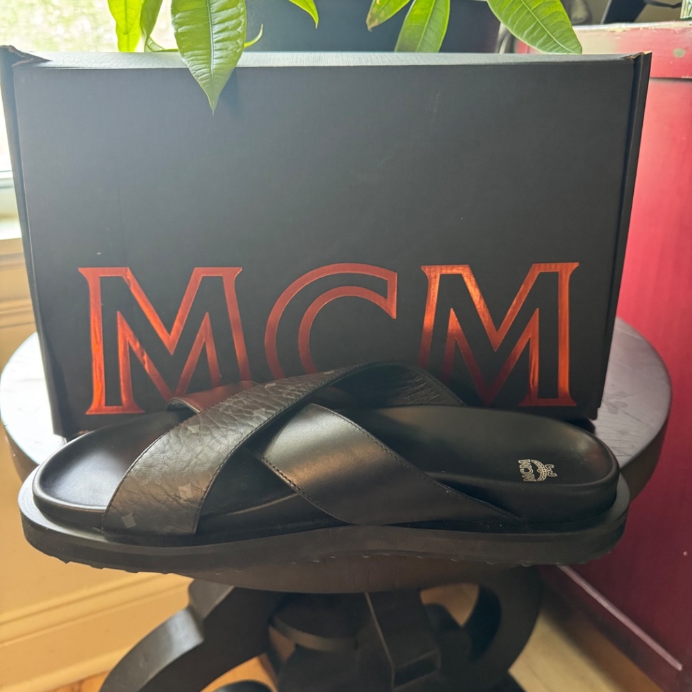 MCM CROSS SANDAL INVISETOS LEATHER MIX.  MEN SANDALS SIZE 13 - Picture 3 of 5